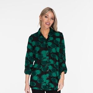 MULTIPLES Women's Roll Tab Long Sleeve Button Front Hi-lo Shirt